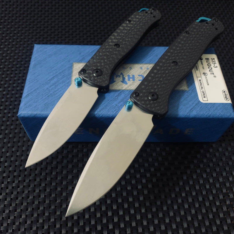 Cross-border Butterfly 535533 High-end Carbon Fiber Handle Folding Knife Outdoor Survival Portable Utility Knife Fishing Knife