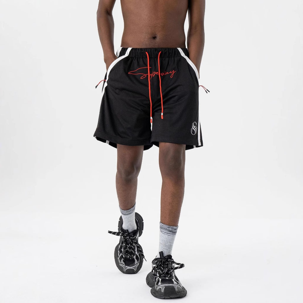 SpringSummer American-style Premium High-performance Quick-drying Mesh Contrast-color Patchwork Casual Shorts