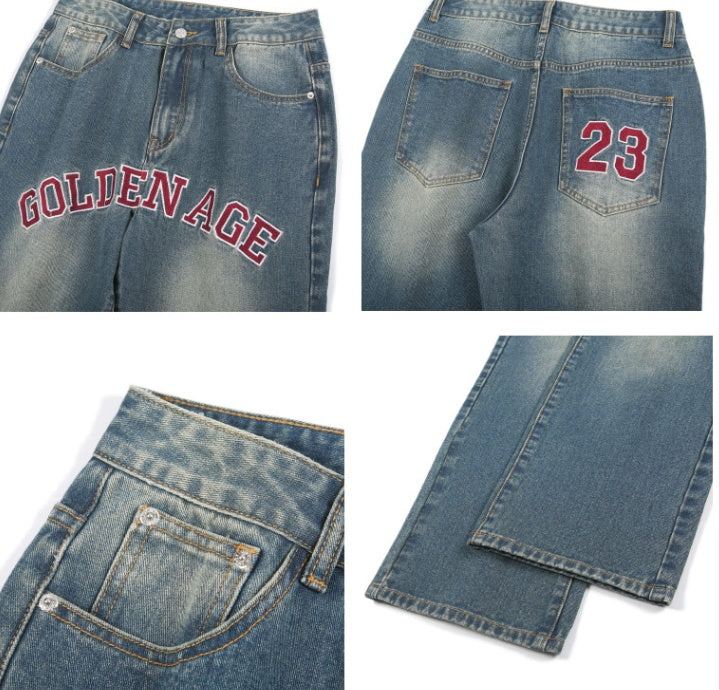 Embroidered Nostalgic Washed Jeans