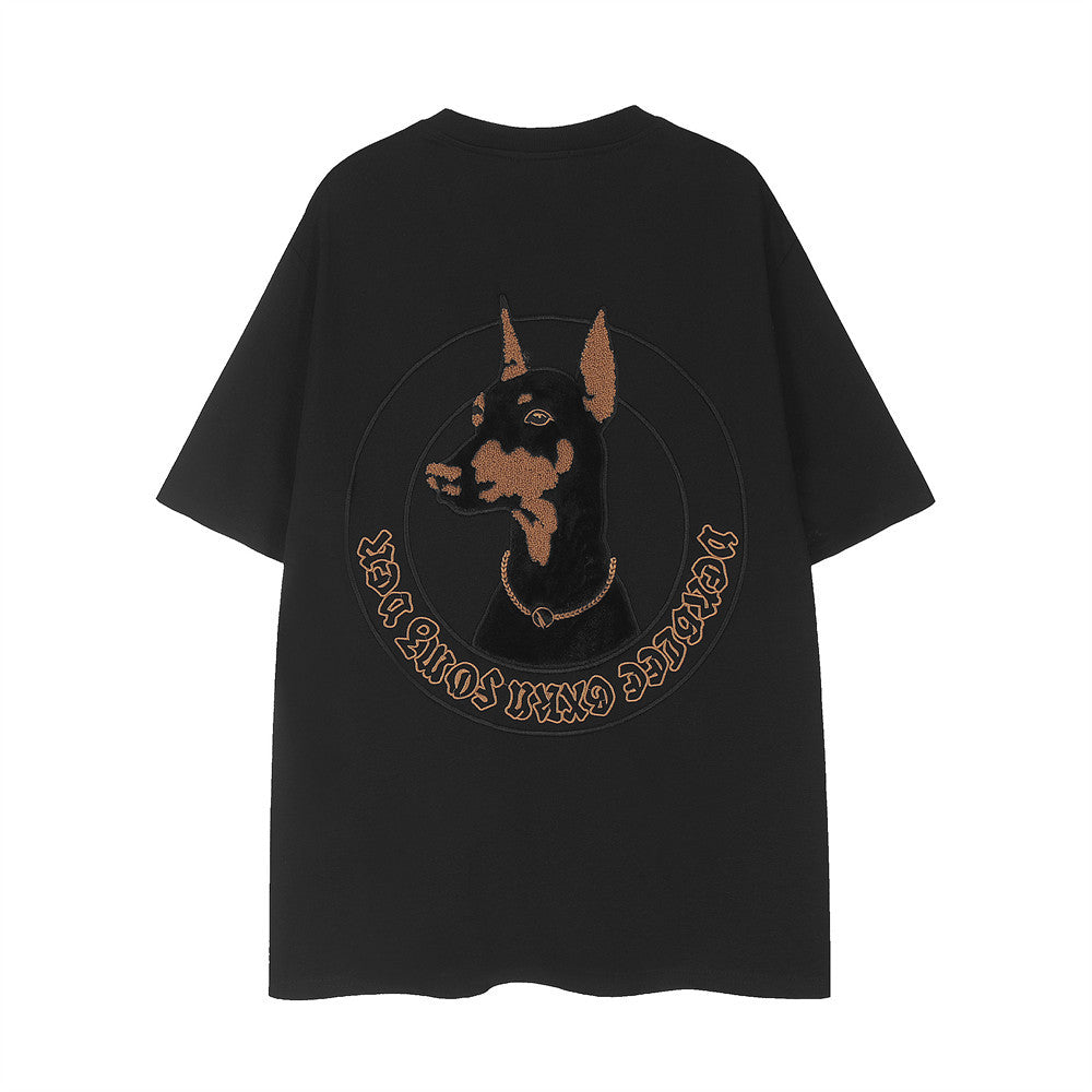 Doberman Pinscher Embroidered Short Sleeve Men