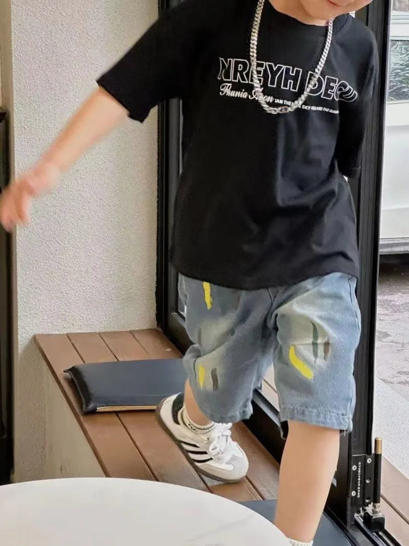 2026 New Boys' Denim Shorts Summer Casual 5 Lightweight Streetwear for Toddler To Teen Boys