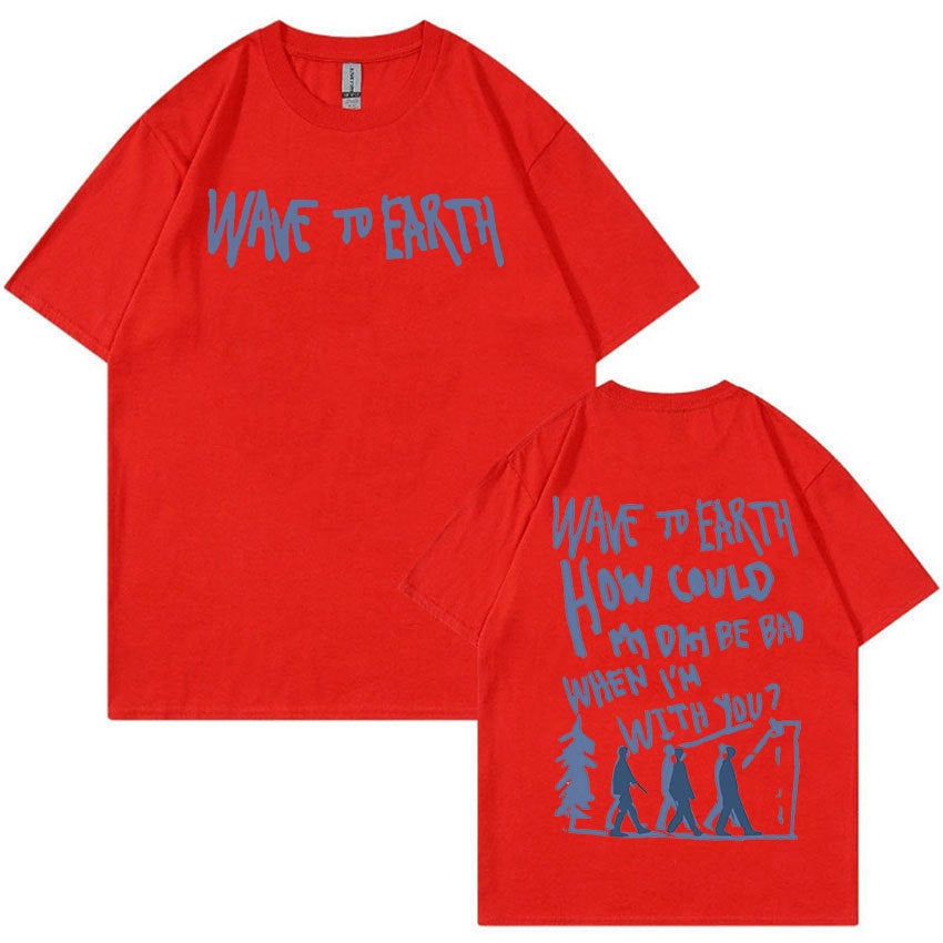 Retro Wave Earth Music Album Print T-Shirt