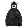 Bear embroidered couple zipper cardigan jacket