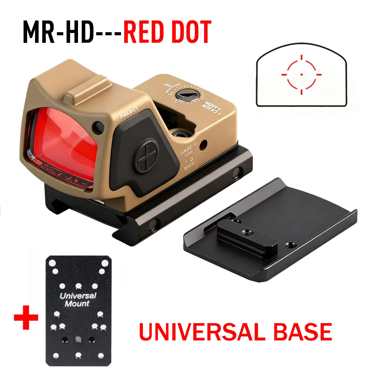 RM-HD High-definition Automatic Photosensitive Metal Holographic Sight Red Green Dot Tactical Sight for Glock17/19 Base Mount