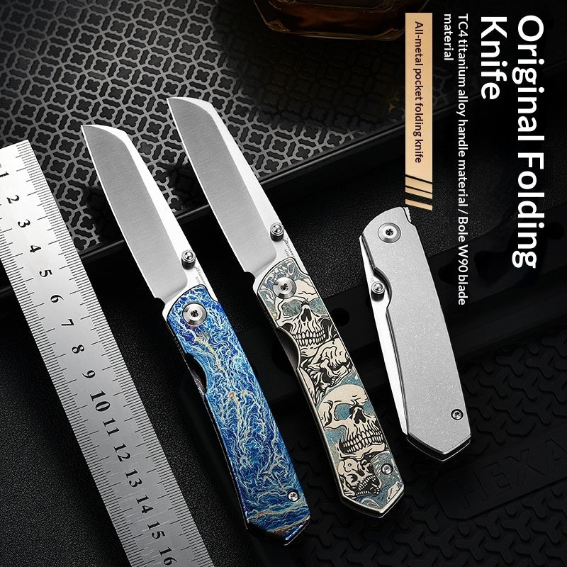 High-end EDC Alloy Folding TC4 High-hardness Portable Multi-functional Survival Outdoor Knife