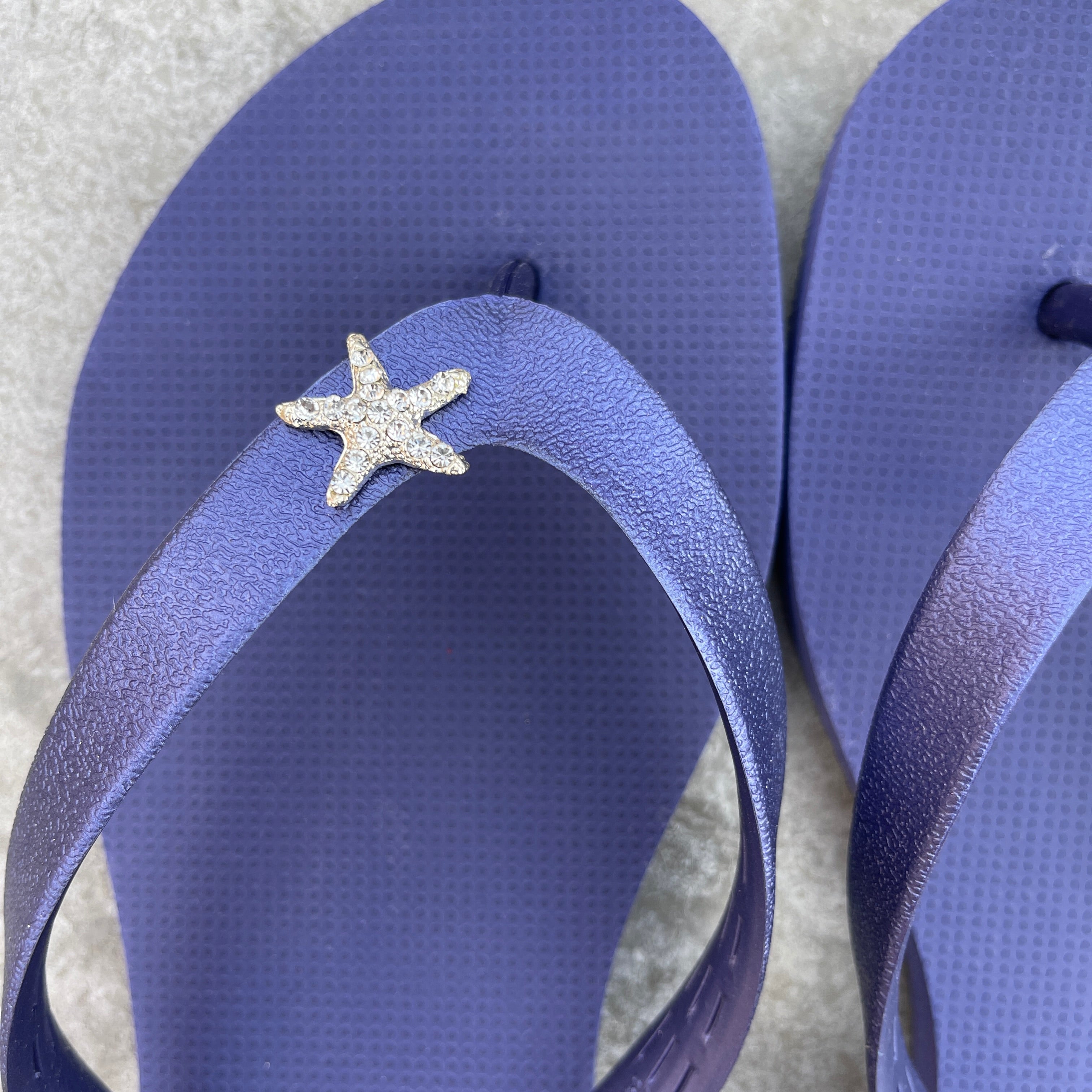 Navy Blue Star Flip Flops