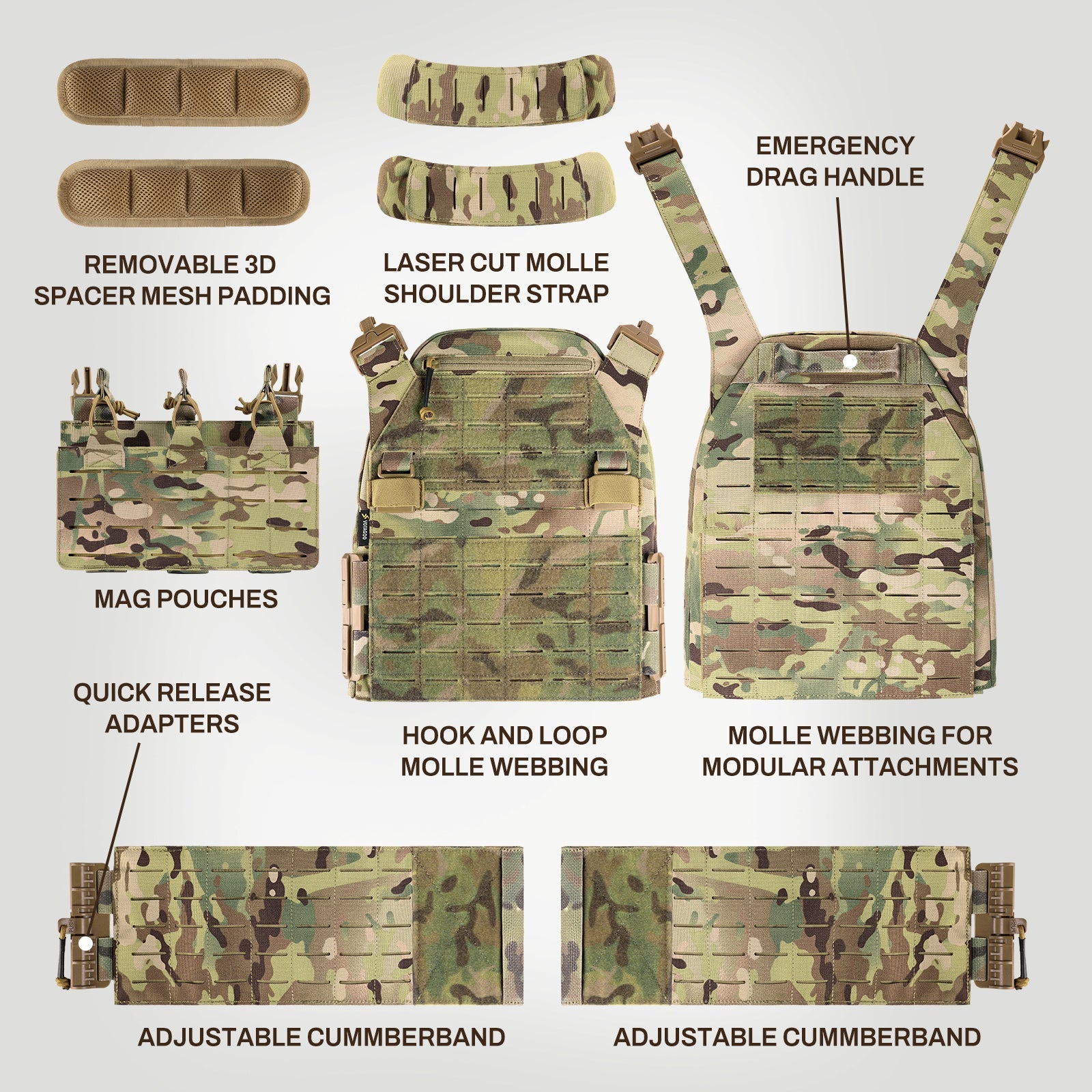VOTAGOO® Quick Release Lightweight Tactical Vest