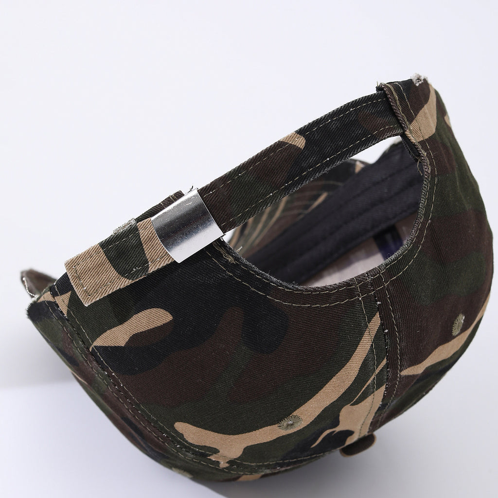 The New Camouflage Multi-color Patched Embroidered 77 Sun-protective Casual Style Bowler Cap With Curved Brim Is Suitable For Outdoor Couples' Outings And Street Dancing.