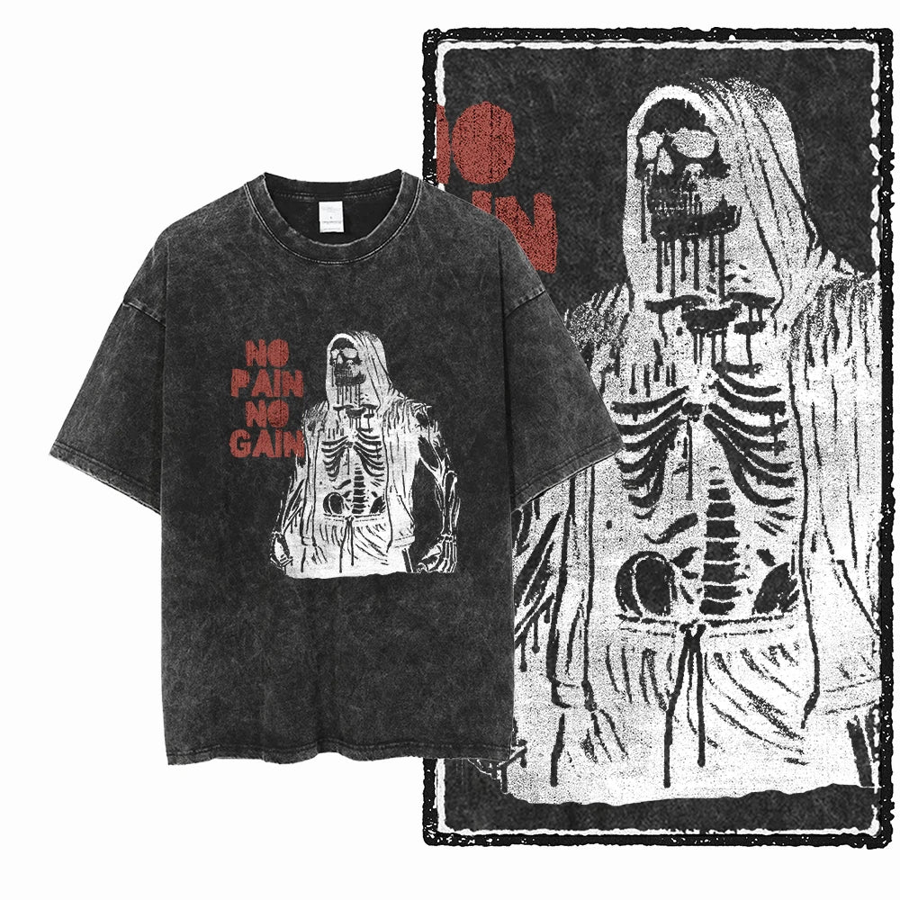 YG BODY BUILDING  Printed Cotton Acid Washed Graphic Unisex T Shirt Cool CROSSFIT Streetwear Men Tshirts Big Size Tee for men
