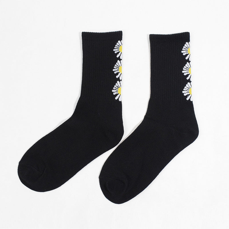Daisy Flower Socks, Stall Sourcing, Medium Tube Stockings