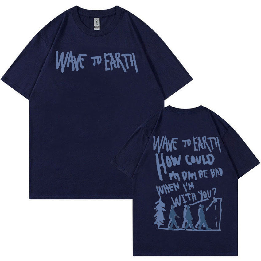 Retro Wave Earth Music Album Print T-Shirt