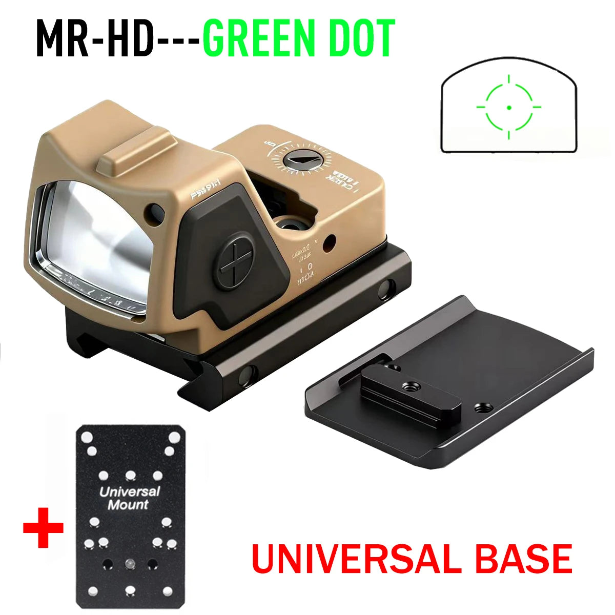 RM-HD High-definition Automatic Photosensitive Metal Holographic Sight Red Green Dot Tactical Sight for Glock17/19 Base Mount