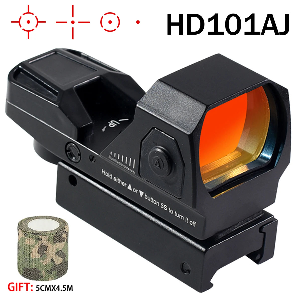 Tactics HD101 HD103 1X40 Red Dot Sight Hunting Scope Red/Green Reflex Holographic Dot Sight 4 Reticle Scope 11mm/20mm