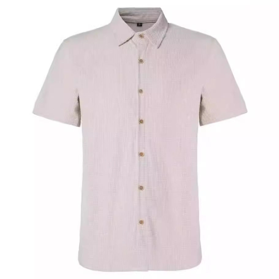 Men's Casual Loose Plaid Short Sleeve Shirt