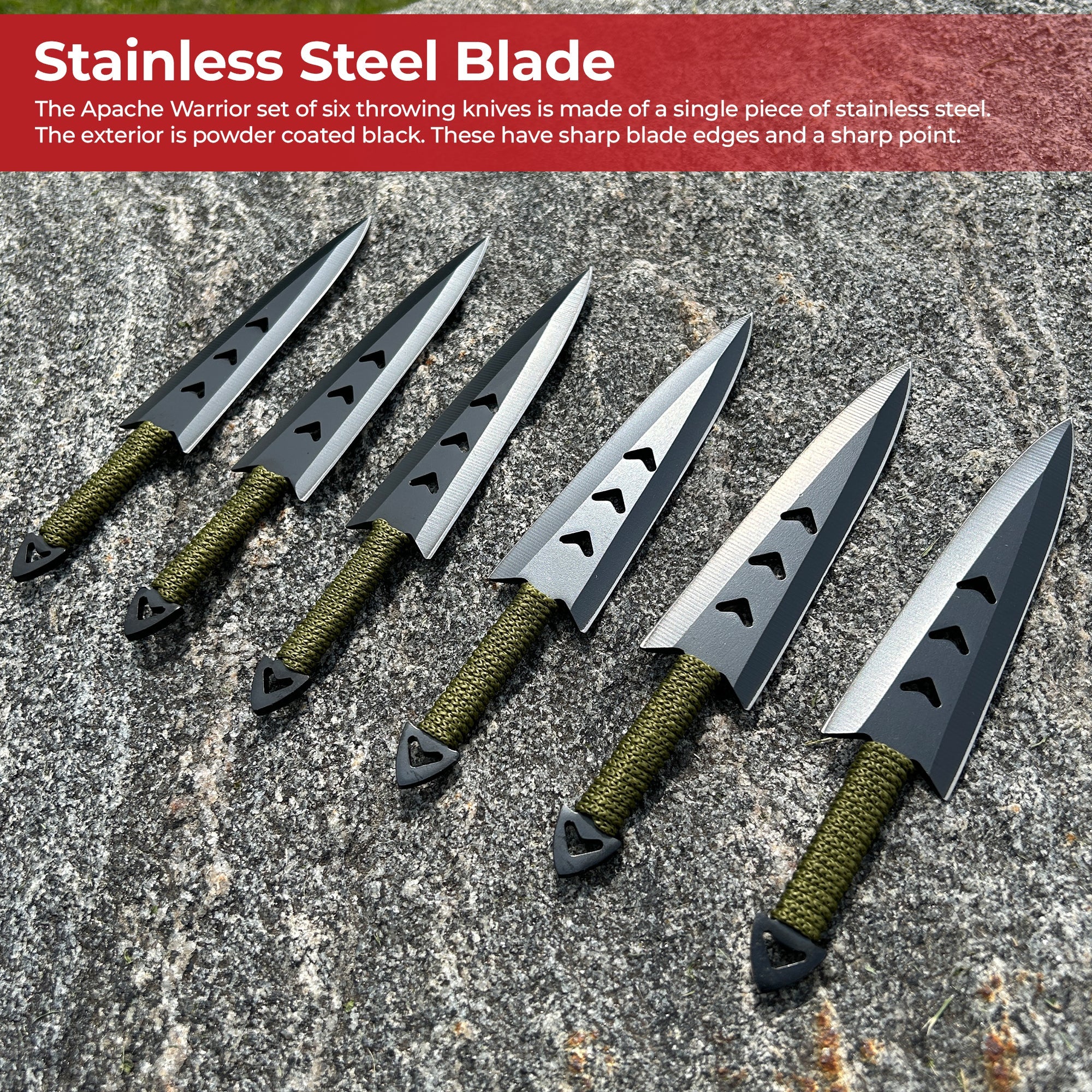 Apache Warrior Arrowhead Six Throwing Knife Set
