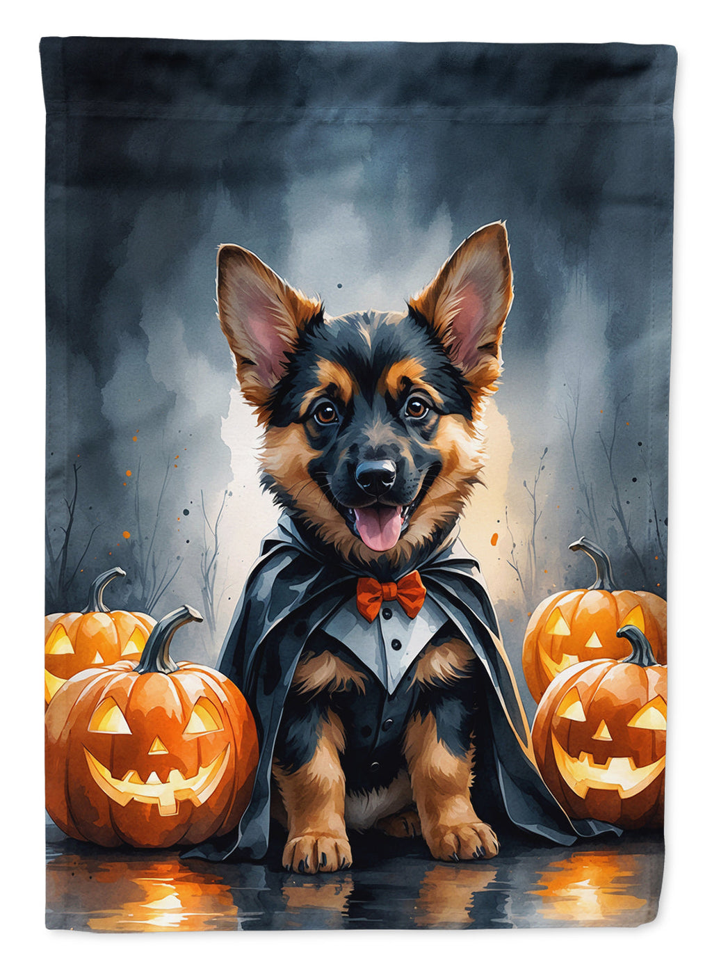 German Shepherd Puppy Halloween House Flag
