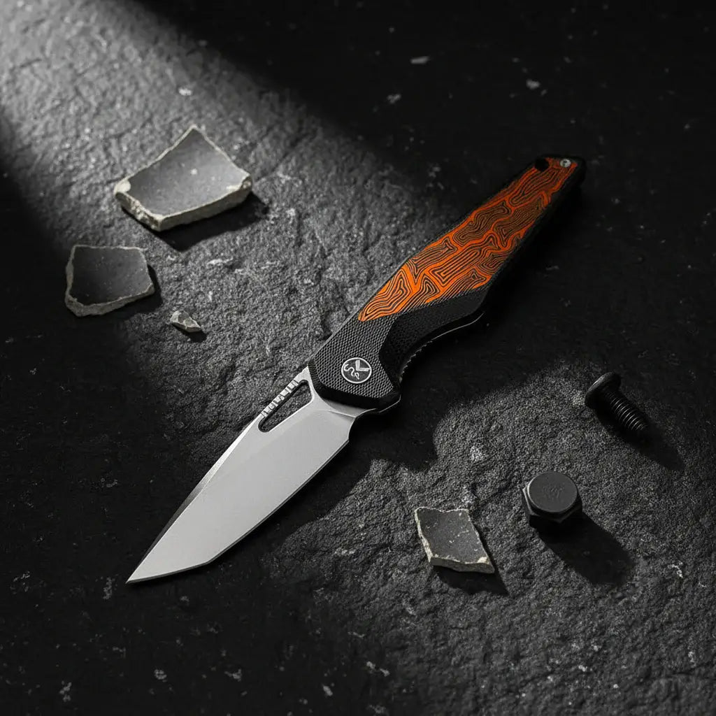 EDC Folding Pocket Knife 14C28N Steel, G10 Handle