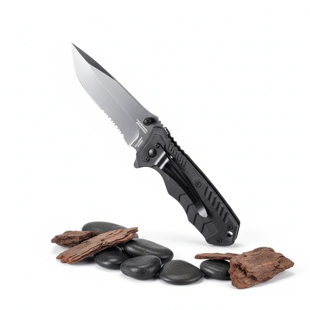 Folding Camping Knife with Safety Lock – Portable EDC Pocket Knife for Fishing & Outdoor Use