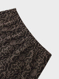Elastic Waist Maxi Skirt-Brown Vines