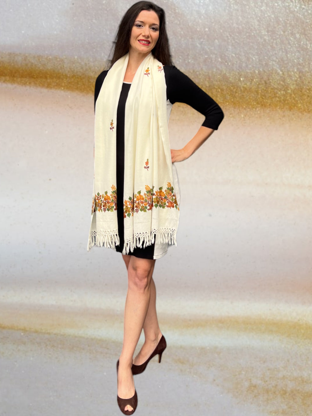 Embroidered Wool Wrap - Fall