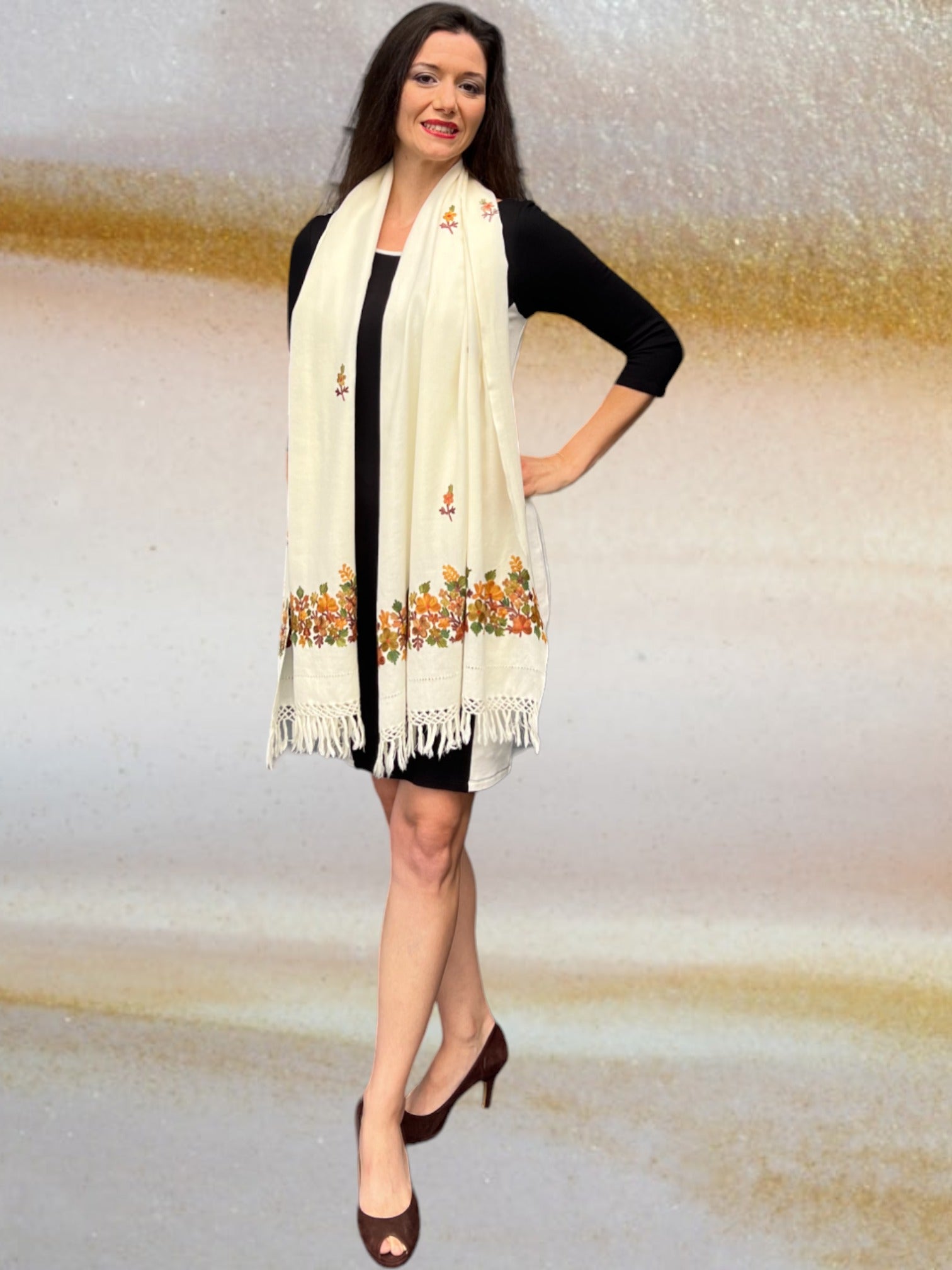 Embroidered Wool Wrap - Fall