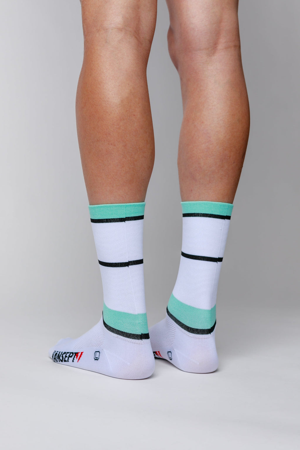 ProSpec Rouleur Sock | Squadra Stripes | White/Celeste Green/Obsidian Black
