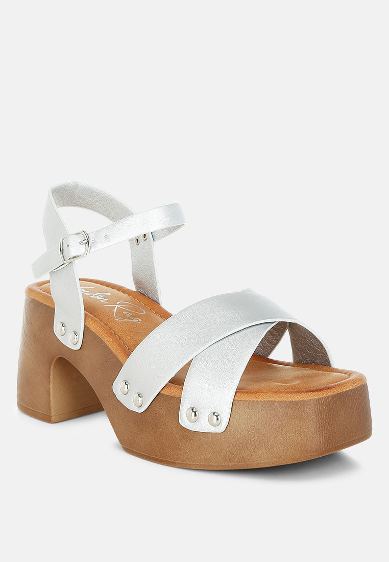 Morasa Metallic Pleather Clog Sandals By Mode
