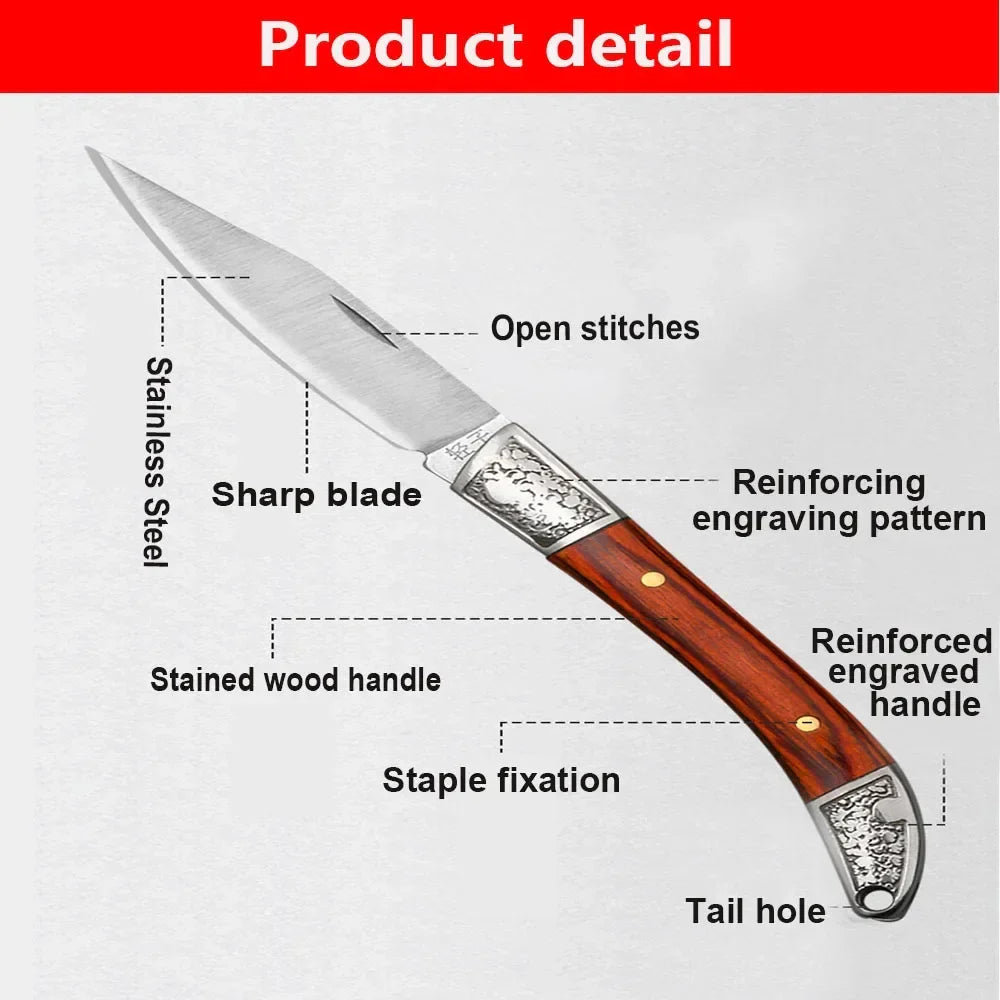 NNEOBA 2pcs Folding Pocket Fruit Knife Brown