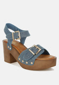 Vipasa Studded Denim Clog Sandals