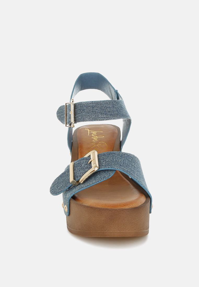 Vipasa Studded Denim Clog Sandals