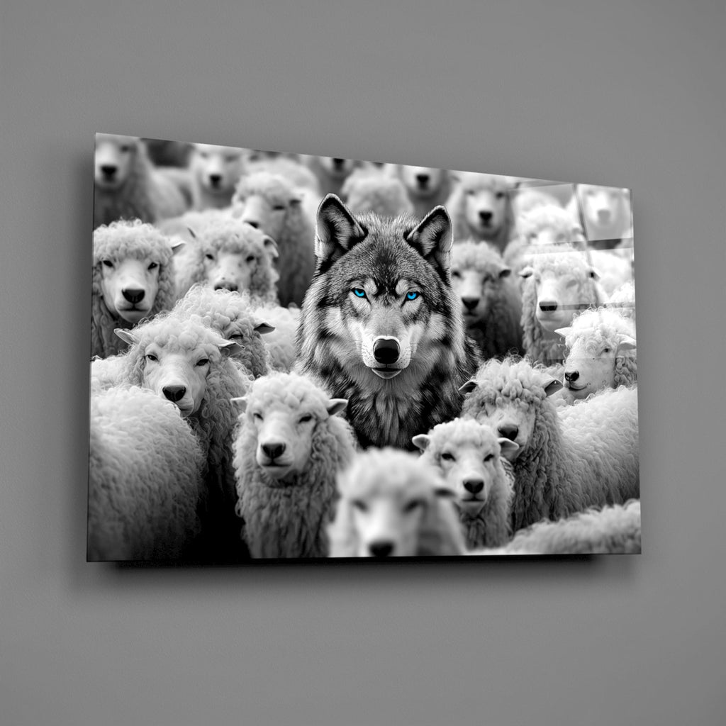 Wolf in Sheep's Clothing Glass Wall Art || Designer Collection-1