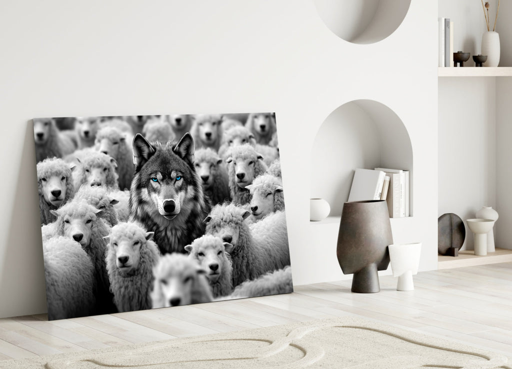 Wolf in Sheep's Clothing Glass Wall Art || Designer Collection-2