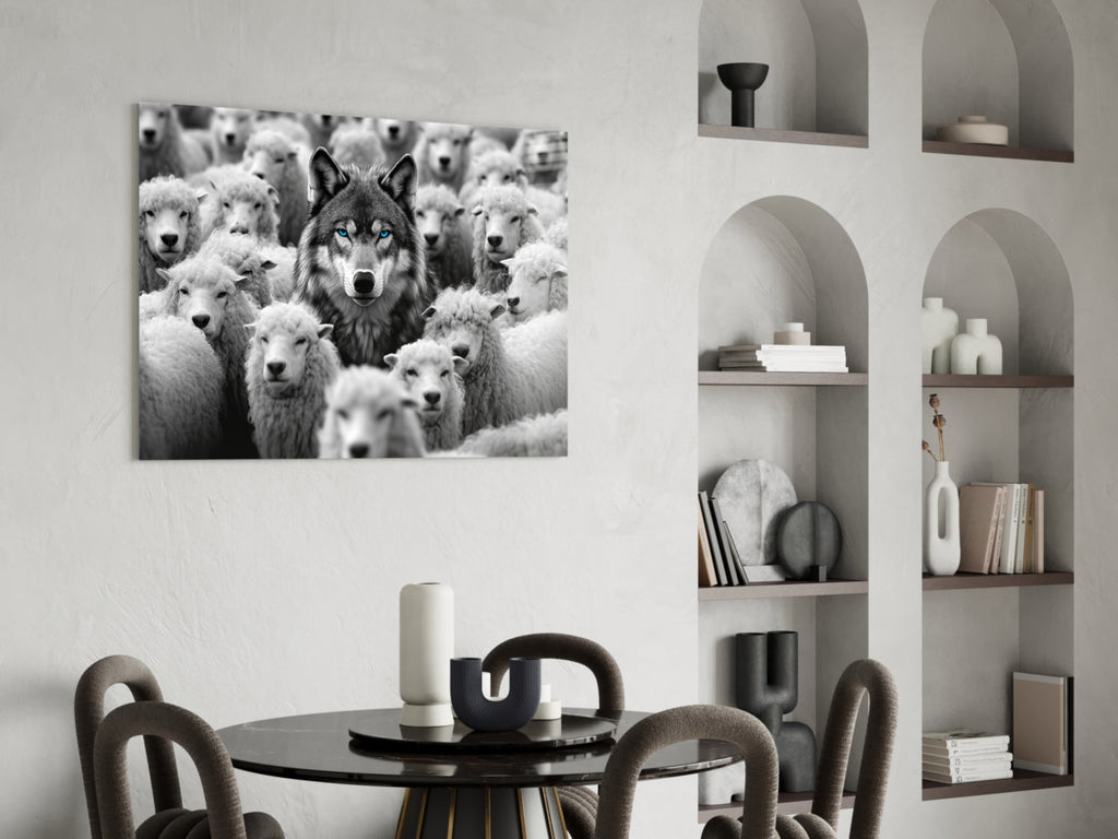 Wolf in Sheep's Clothing Glass Wall Art || Designer Collection-4