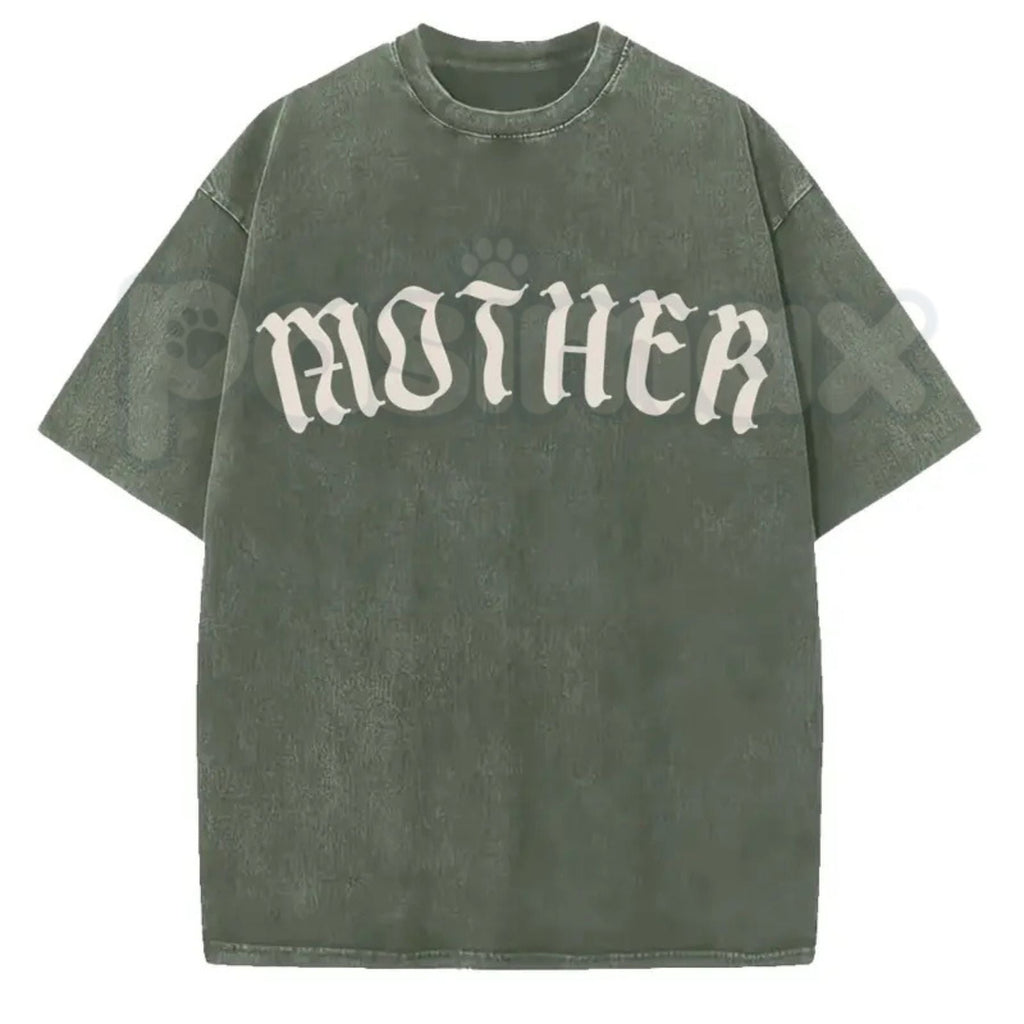 The Matriarch: Mother Gothic Washed Tee – Dark Mystic Graphic Shirt, Vintage Distressed Heavy Cotton Top