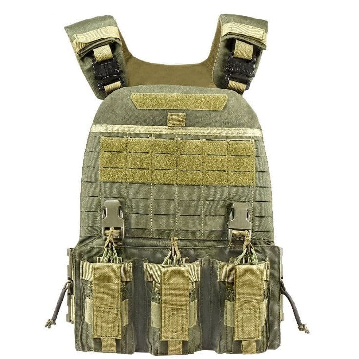 military tactical plate carrier vest with cummerbund pouches