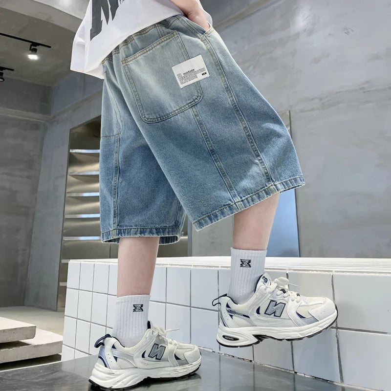 Boys Loose Fit Gradient Summer Shorts Teens Child Casual Knee-Length Jeans Pants 5 7 9 11 13 14 Y Classic Kids Denim Shorts