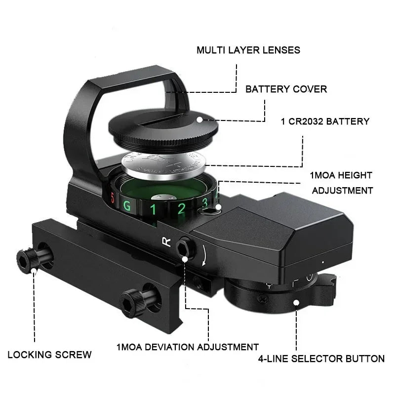 Tactics HD101 HD103 1X40 Red Dot Sight Hunting Scope Red/Green Reflex Holographic Dot Sight 4 Reticle Scope 11mm/20mm