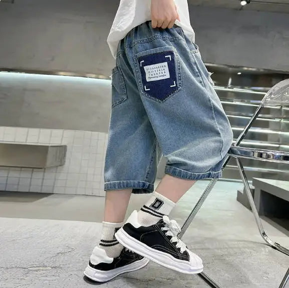 Kids Denim Shorts Summer New Children's Loose Teen Capri Pants High Quality Boys Clothes Short Jeans 5 6 7 8 9 10 11 12 13 14Y