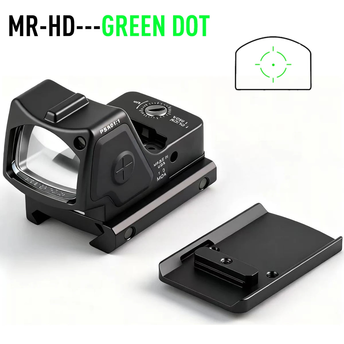 RM-HD High-definition Automatic Photosensitive Metal Holographic Sight Red Green Dot Tactical Sight for Glock17/19 Base Mount