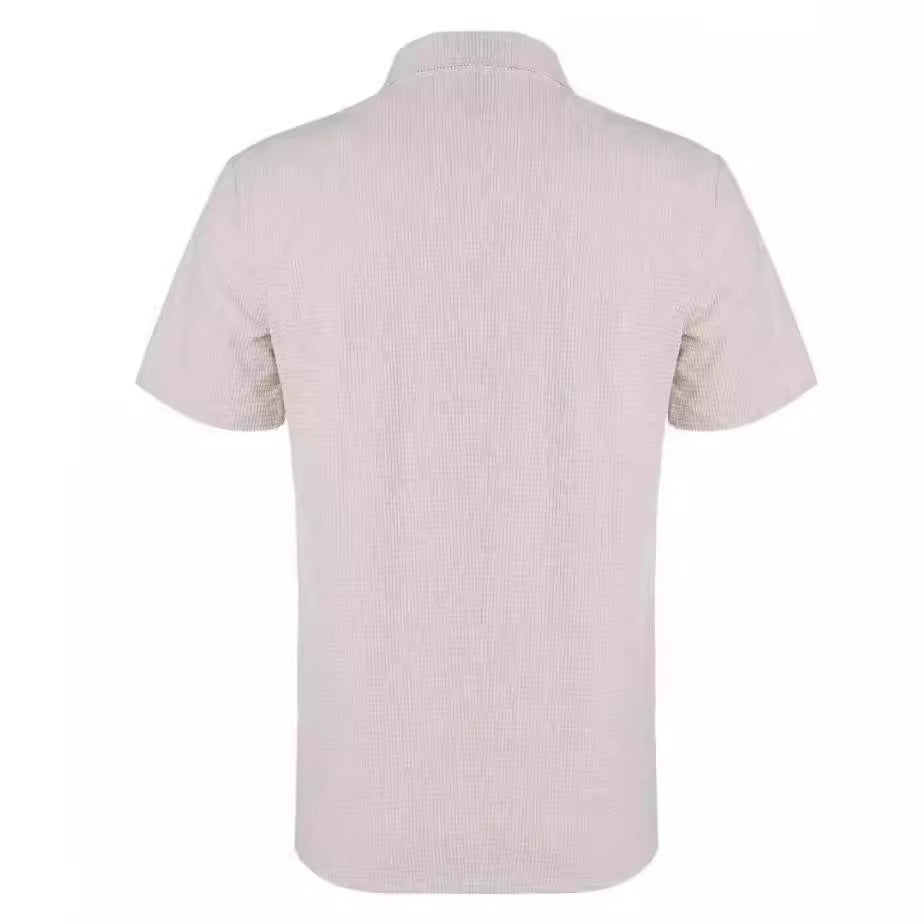Men's Casual Loose Plaid Short Sleeve Shirt