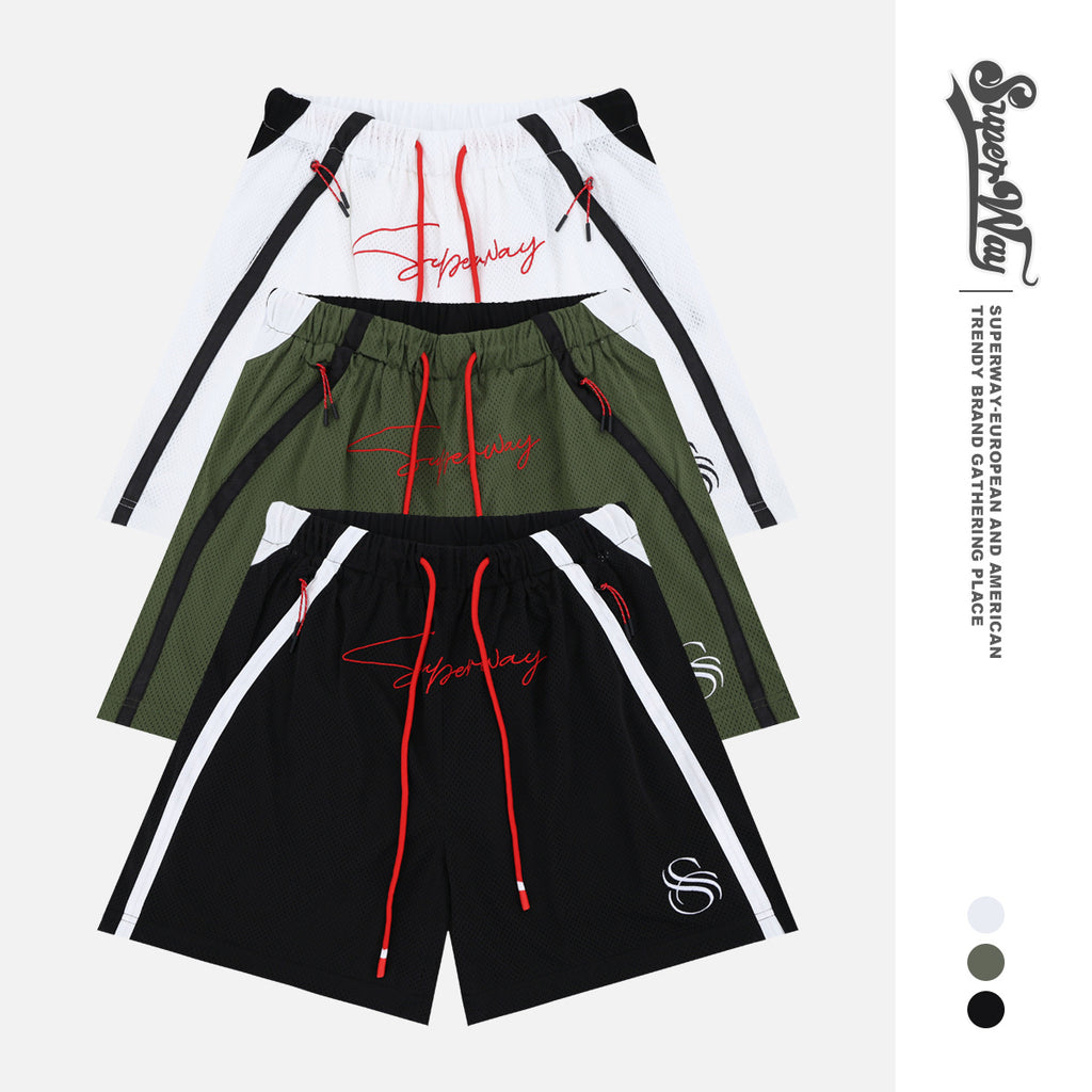 SpringSummer American-style Premium High-performance Quick-drying Mesh Contrast-color Patchwork Casual Shorts