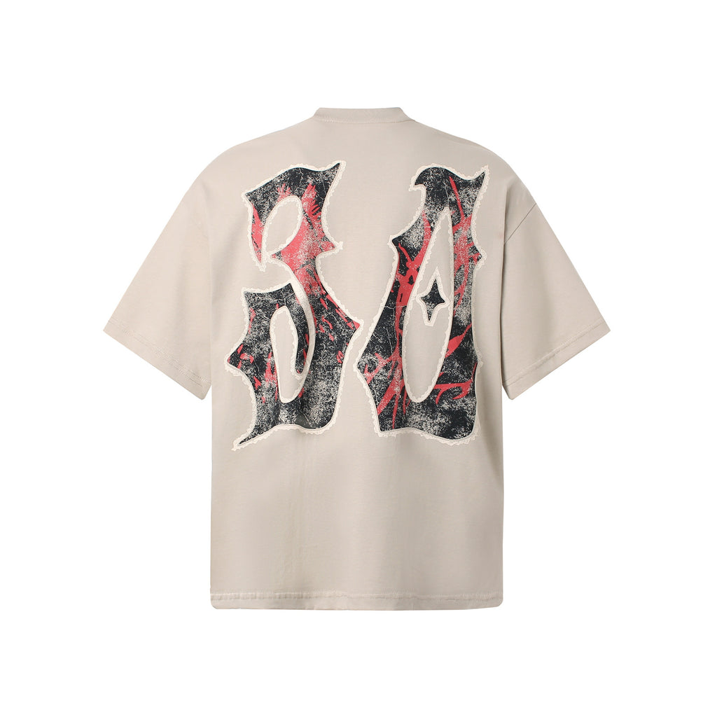 American-style Street Hip-hop Rock Band Letter-printed Short-sleeve Shirt