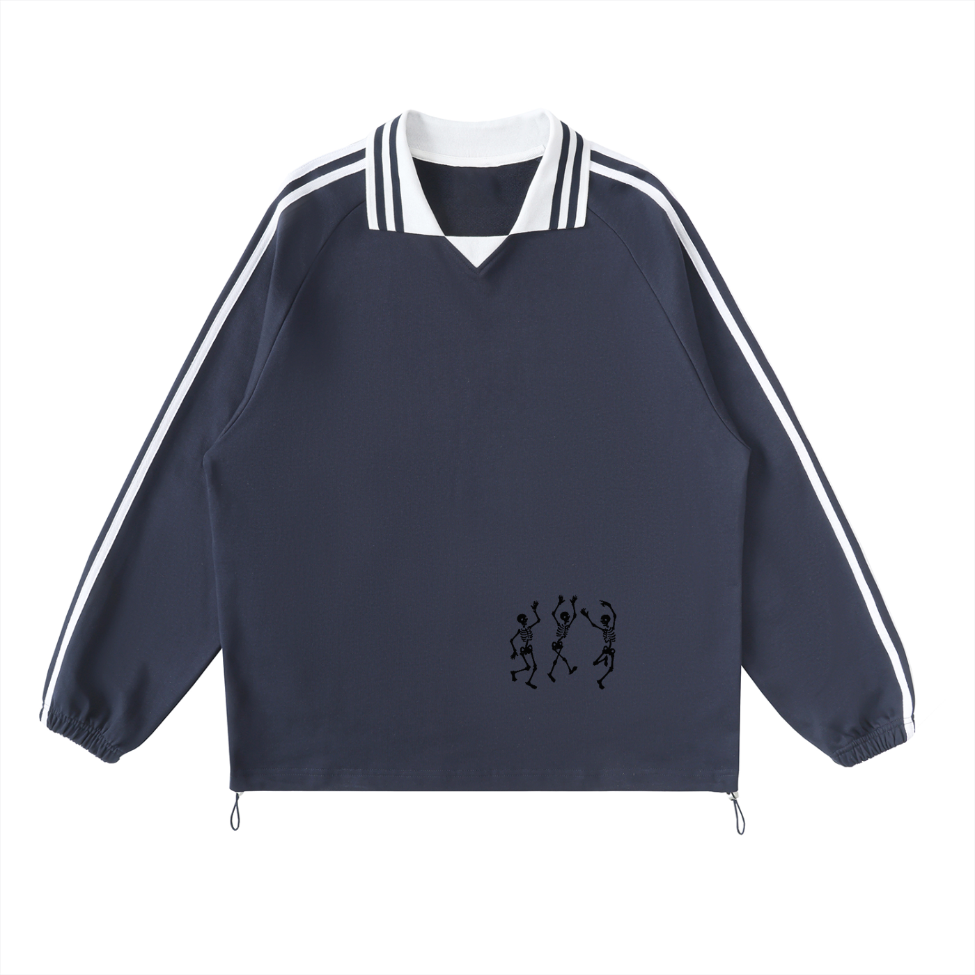 Skelly Contrast Striped Lapel Collar Sweatshirt