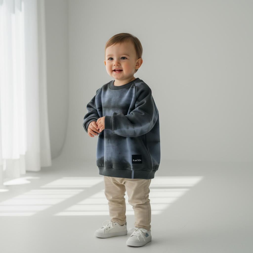 Kids Crewneck – Blue Tie-Dye | Organic Cotton