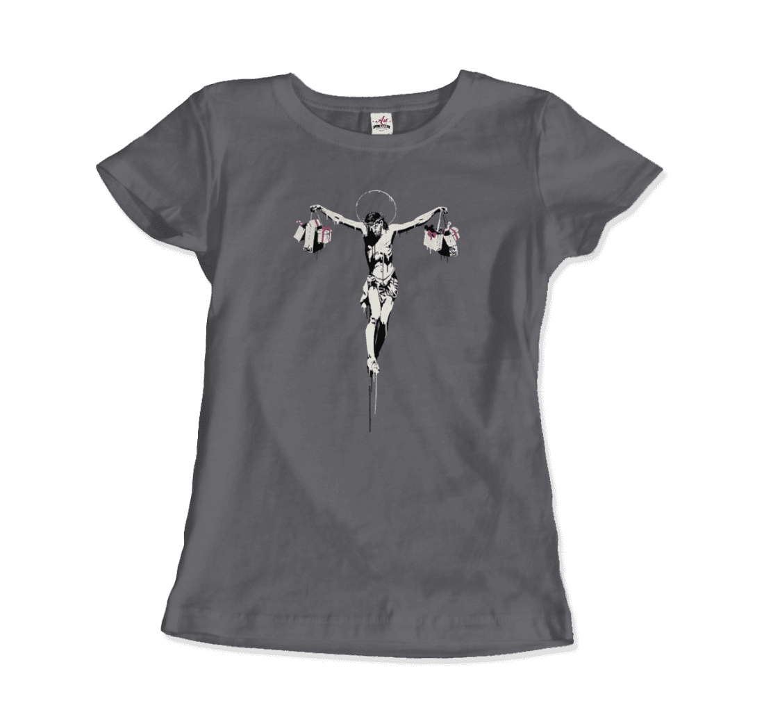 Banksy Christ with Shopping Bags street art t-shirt