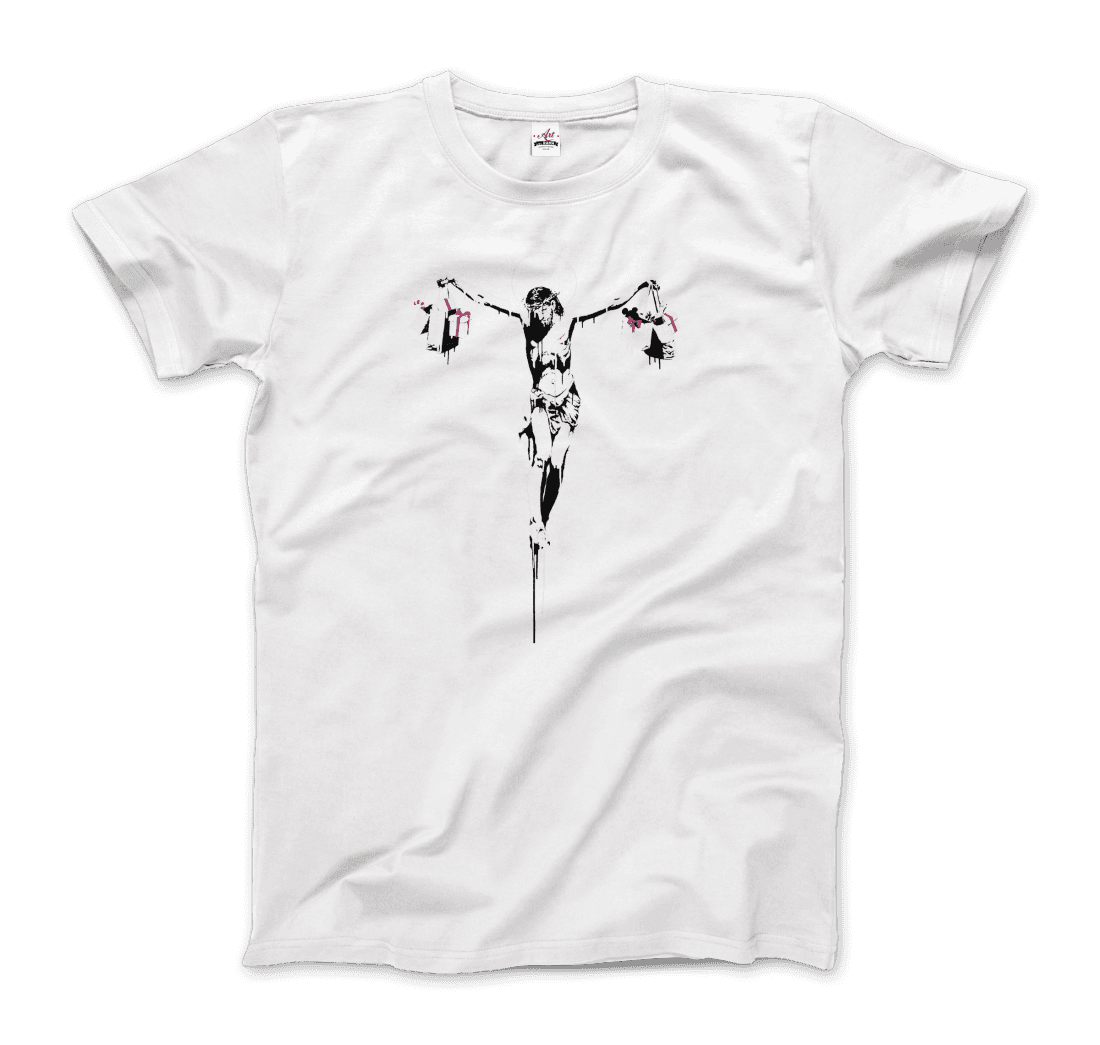 Banksy Christ with Shopping Bags street art t-shirt