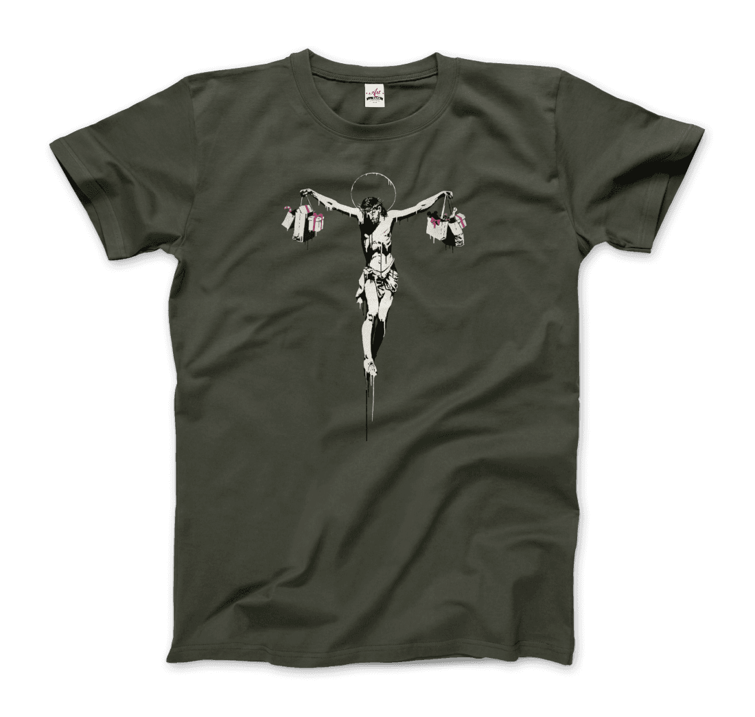 Banksy Christ with Shopping Bags street art t-shirt