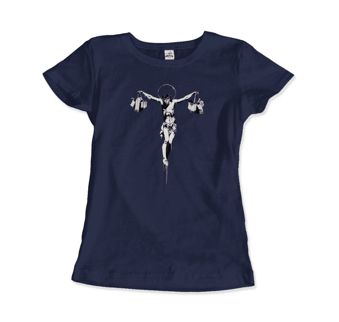 Banksy Christ with Shopping Bags street art t-shirt