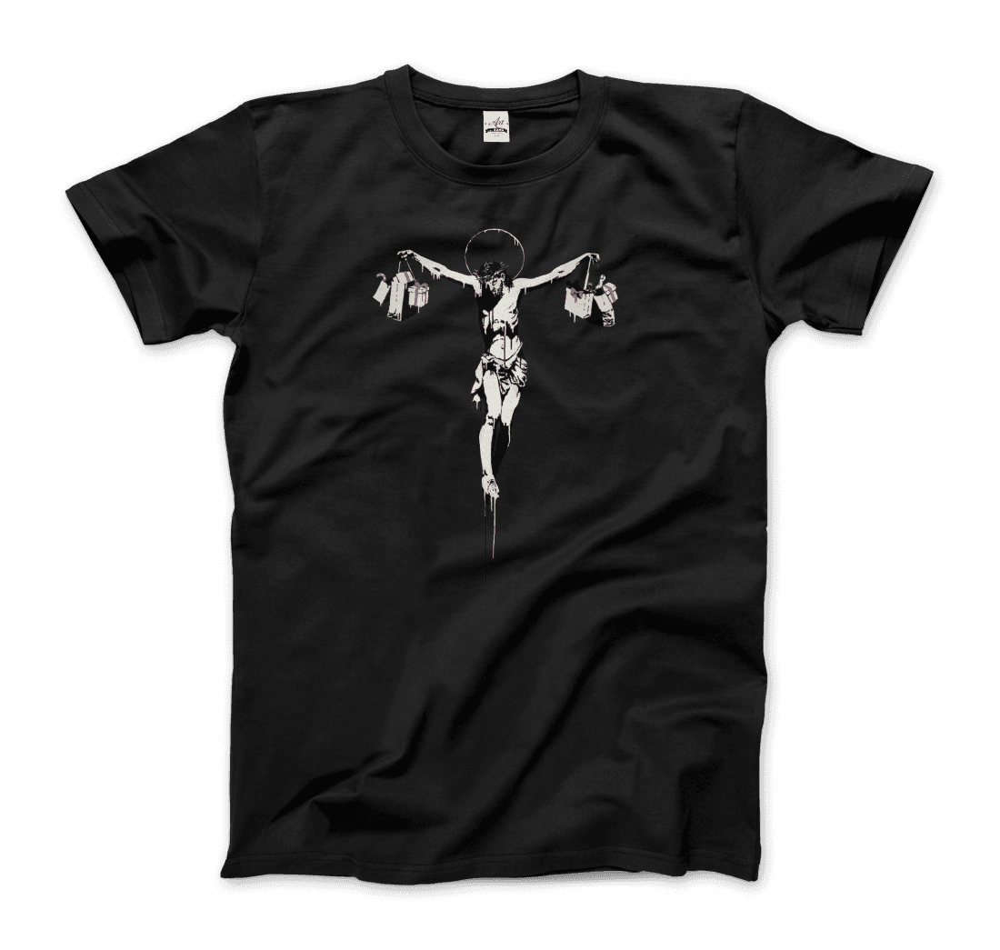 Banksy Christ with Shopping Bags street art t-shirt