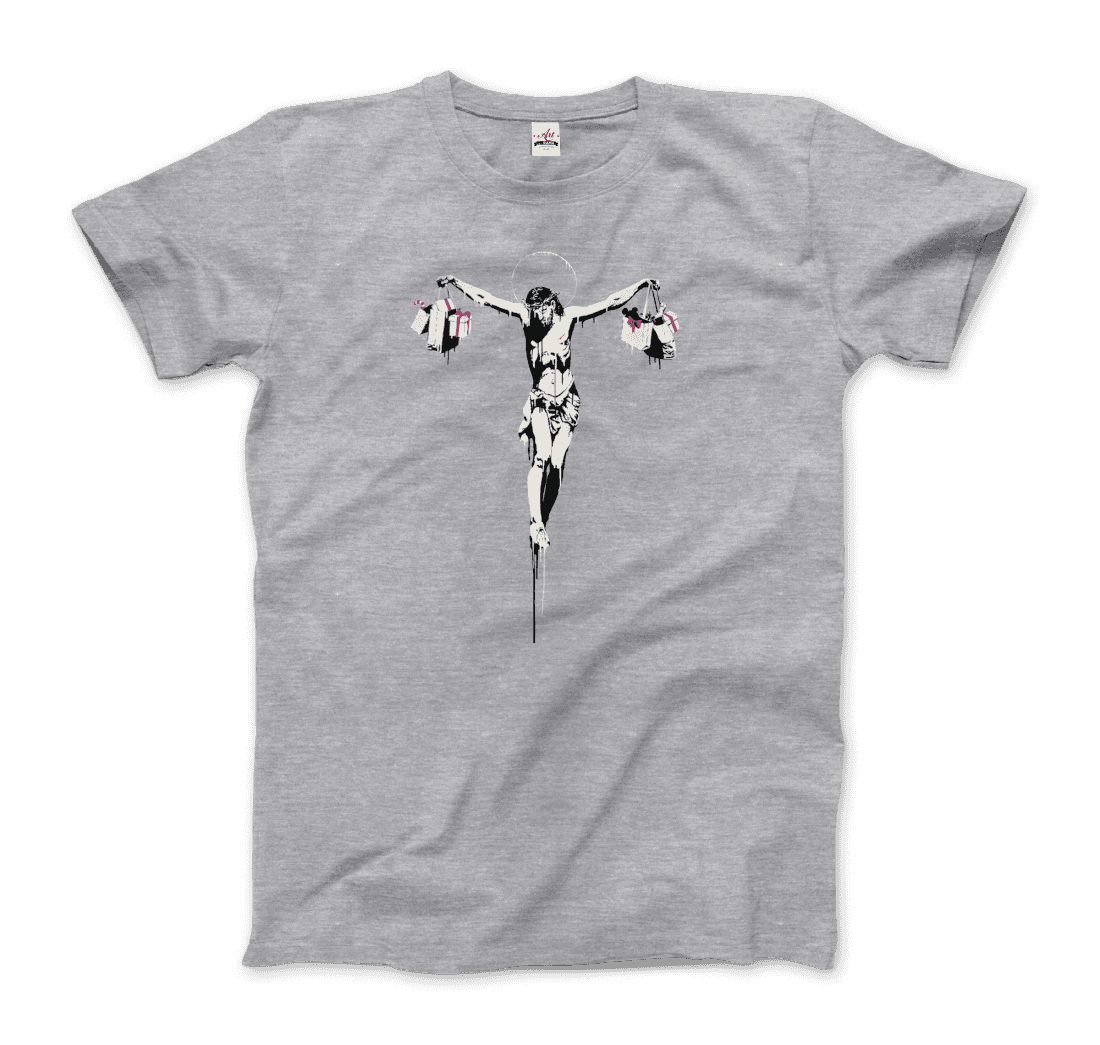 Banksy Christ with Shopping Bags street art t-shirt